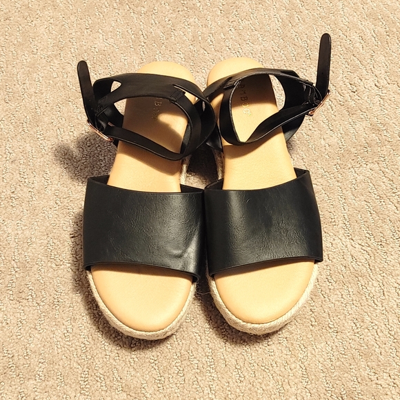 Bamboo Open Toe Cork Espadrille Flatform Sandal - Picture 7 of 13